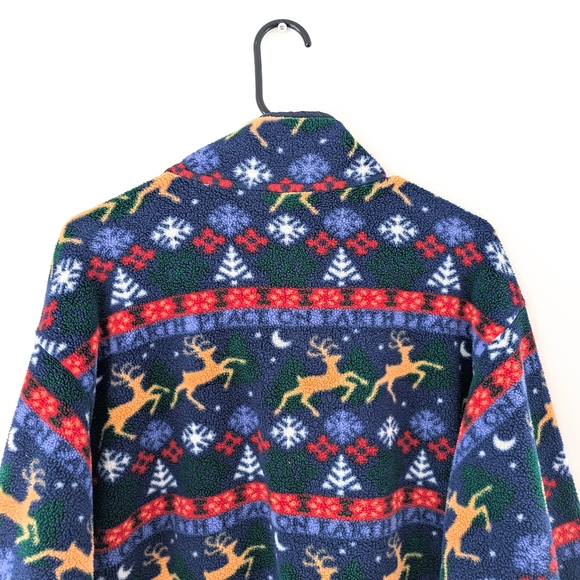 Vintage L.L. Bean Reindeer Fleece Pullover Cabin Core Après Ski Cozy Women’s XL - Picture 6 of 9